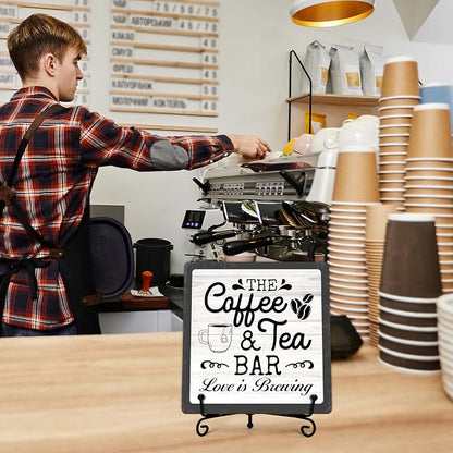 Coffee Bar Sign, Love is Brewing Farmhouse Tabletop Decor, Coffee and Tea Lover - Image 6