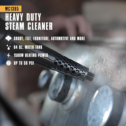 McCulloch MC1385 Deluxe Canister Steam Cleaner, 2-Hour Runtime, Chemical-Free - Image 2