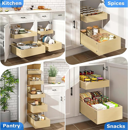 WelFurGeer Soft Close Pull Out Cabinet Organizer, Bottom Mount Pull Out Drawers - Image 7