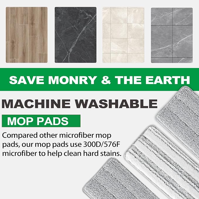 Flat Mop Pads, 5 Pack 13" X 4.9" Flat Mop Microfiber Mop Head/Refill/Pad - Image 6