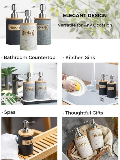 Kitchen Soap Dispenser Set, Ceramic Hand and Dish Soap Dispenser - Image 5