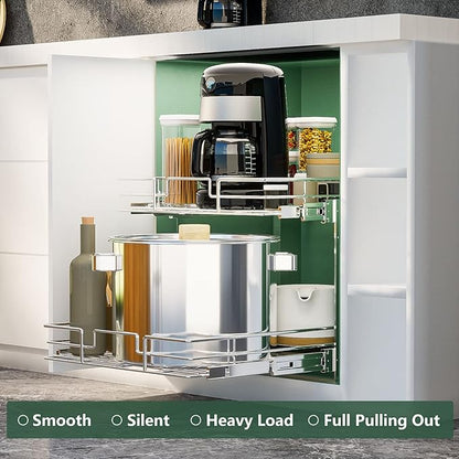 LOVMOR 2 Tier Individual Pull Out Cabinet Organizer 19½" W x 21½" D, Slide Out - Image 2