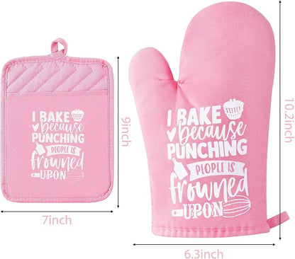 GROBRO7 6Pcs Cotton Oven Mitts Pot Holders Funny Women Resistant Hot Pads - Image 2