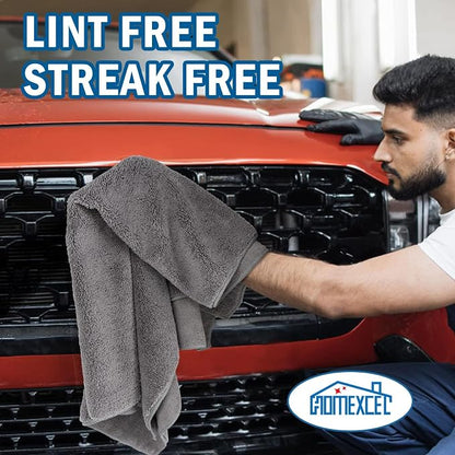 HOMEXCEL Professional Large Microfiber Car Drying Towels 4 Pack, Lint Free - Image 7