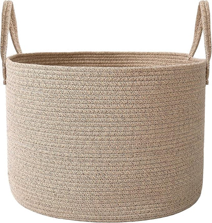 Woven Blanket Basket, 65L Large Rope Storage Bin by JMvicyroam