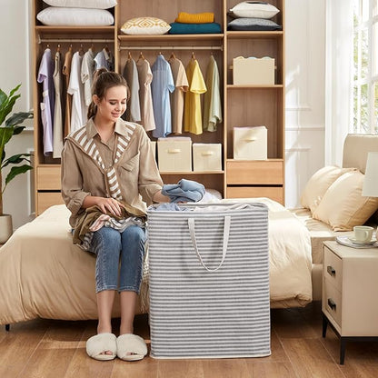 Lifewit 3 Pack Laundry Hamper Large Collapsible Laundry Baskets, Freestanding Waterproof Clothes Hamper with Easy Carry Handles in Laundry Room Bedroom Bathroom College Dorm for Adults, Gray, 3 x 125L