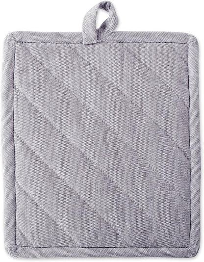DII 100% Cotton Solid Chambray Kitchen Set, Potholders, 2 Piece - Image 3