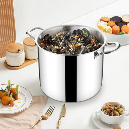 Herogo 12 QT Stock Pot, Tri-ply 18/10 Stainless Steel Cooking Pot - Image 7