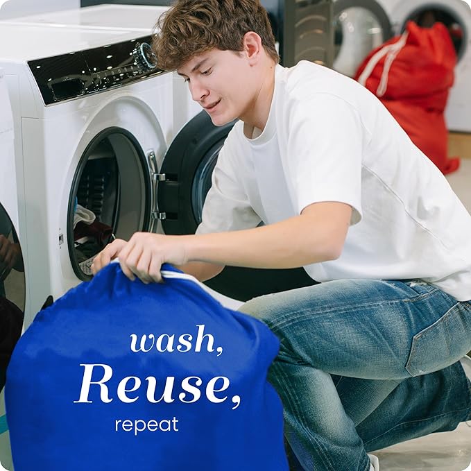 Handy Laundry Nylon XL - Large Capacity with Locking Drawstring, Machine Washable, Fits Laundry Baskets or Hampers, Holds 3 Loads of Clothes - Royal Blue (Pack of 2)