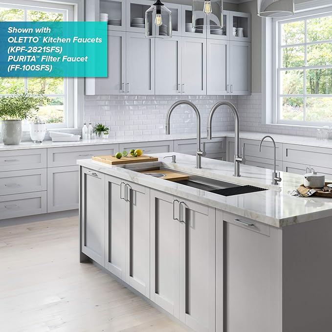 KRAUS Kore 57-inch Undermount Workstation 16 Gauge Single Bowl Stainless Steel Kitchen Sink with 10 Accessories, KWU210-57