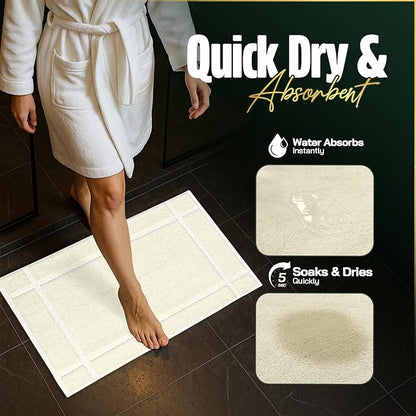 Pearl Linens Pack of 2 100% Cotton Bath Mat 18x25 inches, Soft & Absorbent - Image 5