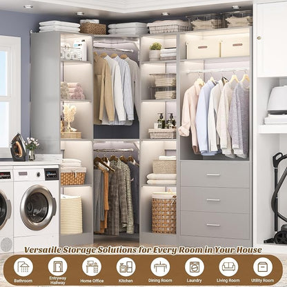 Corner Closet System with 3 Drawers, Corner Closet Organizer System with 13 - Image 5