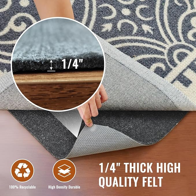 Felt Rug Pad, 10 x 14 Ft Rubber Non-Slip Rug Pad Gripper, Keep Rugs Secure and - Image 4
