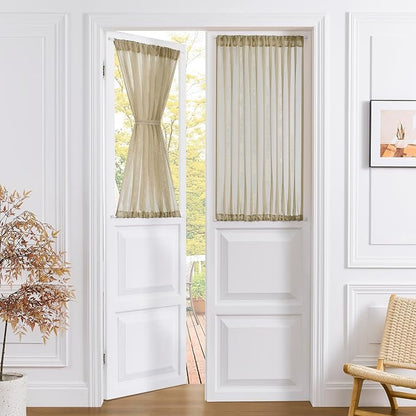 Tollpiz Small Sheer Door Curtain Closet Linen Textured Curtain Sheers Doorway by Tollpiz