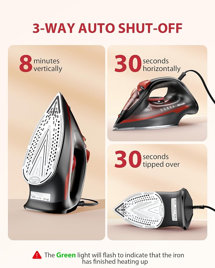 Burst steam Iron for Clothes, Automatic Shutoff, Light Weight, 1500W Iron - Image 7