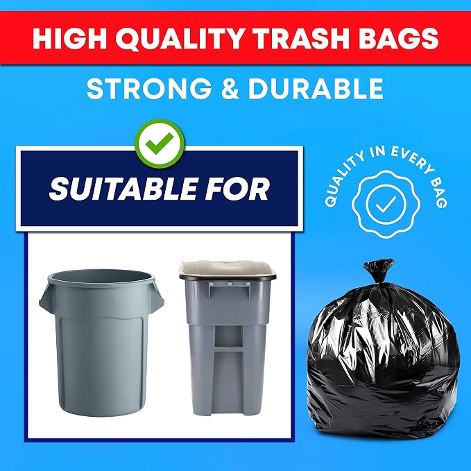 Tasker 45 Gallon Trash Bags, Extra Large Black Garbage Bags - Image 4