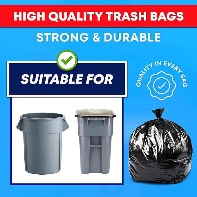 Tasker 55-60 Gallon Trash Bags Heavy Duty, Large Black Outdoor Trash Bags - Image 4