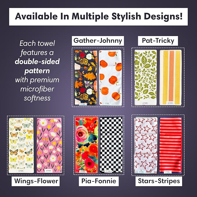 2 Double Sided Microfiber Hand Towels, 17x27 Inches Waffle Design Kitchen Towels Set, Durable & Soft Fast Drying Hand Wash Cloth, Everyday Dishcloth Use at Home (Stars & Stripes - Red, Blue, Cream)