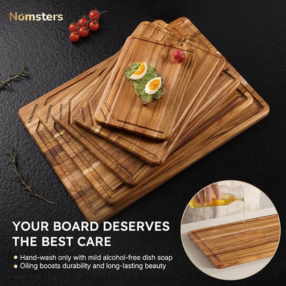 5 Pack Teak Wood Cutting Board Set - Image 8