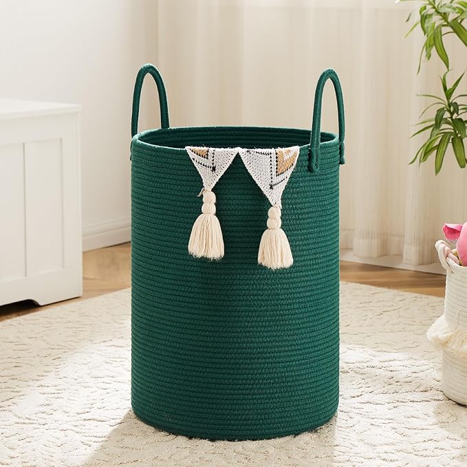 Laundry Basket, Woven Cotton Rope Laundry Hamper, 80L by Artfeel