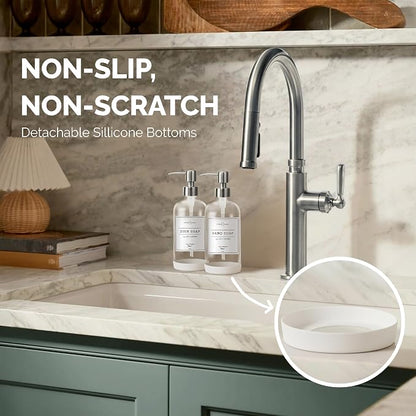 Vine Creations Clear Glass Soap Dispenser, 2 Pack Kitchen Soap Dispenser Set - Image 3