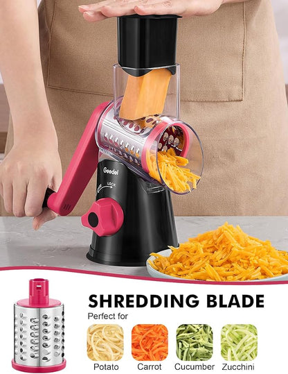 Geedel Rotary Cheese Grater, Kitchen Mandoline Vegetable Slicer - Image 4
