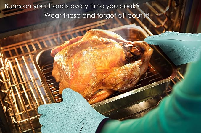 KITCHEN PERFECTION Silicone Smoker Oven Gloves -Extreme Heat Resistant BBQ - Image 3
