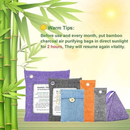 Charcoal Air Purifying Bags 12 Pack×100g Bamboo Charcoal Bags Odor Absorber - Image 2