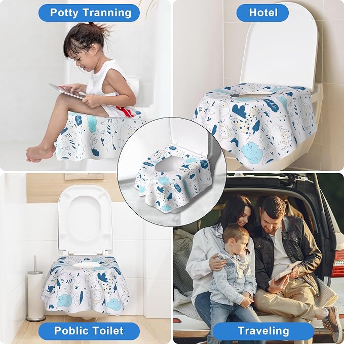 50 PCS Disposable Toilet Seat Covers, Extra Large Portable Potty Seat Covers - Image 7