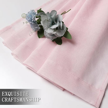 Tollpiz Short Sheer Curtains Living Room Linen Textured Curtain Sheers Light - Image 7