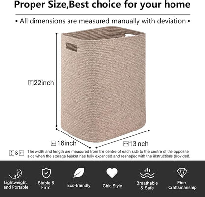 OIAHOMY Laundry Hamper, Rectangle Cotton Laundry Basket - Image 3