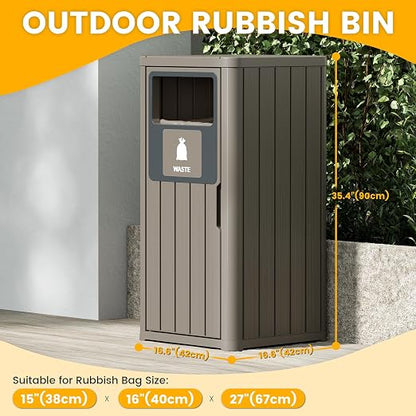 Outdoor Trash Can, Waterproof Resin Garbage Can Indoor and Outdoor Use - Image 2