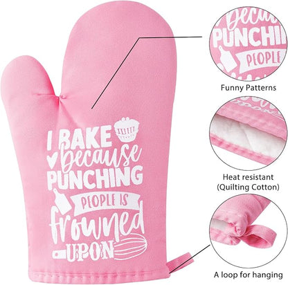 GROBRO7 6Pcs Cotton Oven Mitts Pot Holders Funny Women Resistant Hot Pads - Image 3
