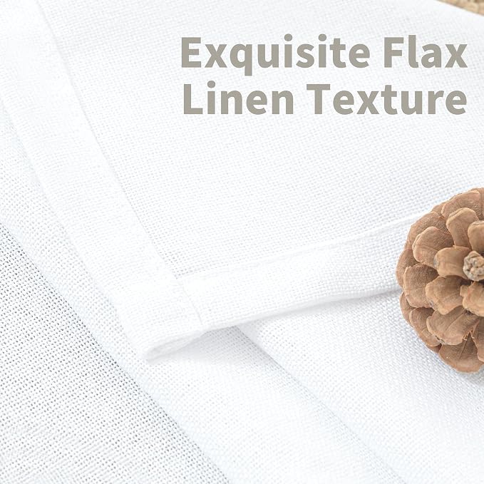 YoungsTex White Linen Curtains for Living Room 95 Inch Long 2 Panels, Semi - Image 4