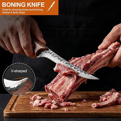 3PCS Hand Forged Butcher Knife Set Meat Cleavers, Serbian Chef Knife Viking - Image 5
