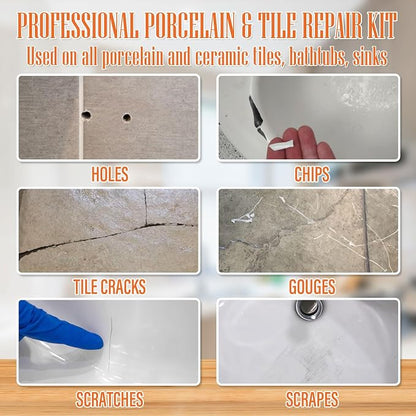 Porcelain Repair Kit White, High-Gloss Chipped Sink & Tile Repair Kit to - Image 3