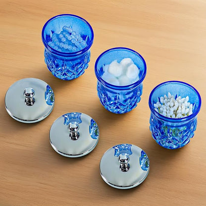 Qtip Holder, 10Oz Blue Glass Apothecary Jars - Image 7