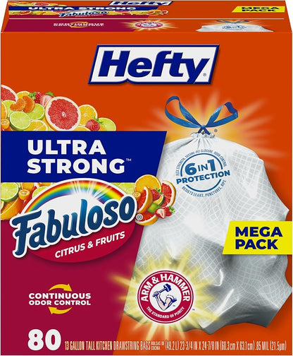 Hefty Ultra Strong 13 Gallon Trash Bags, Tall Kitchen Trash Bags 13 Gallon Size by Hefty