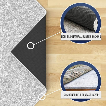 RUGPADUSA - Dual Surface - 11' Square - 1/4" Thick - Felt + Rubber - Non-Slip - Image 3