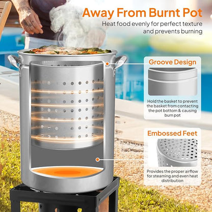 ROVSUN 44-Quart Stainless Steel Turkey Fryer & Seafood Boil Pot - Image 4