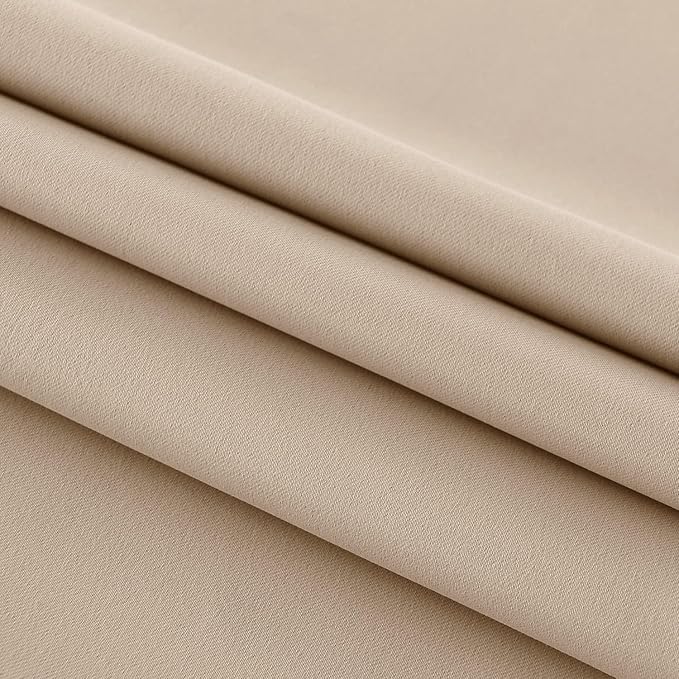 DWCN French Door Curtains – Rod Pocket Thermal Blackout Curtain for Doors with Glass Window, Kitchen and Patio Doors for Privacy, 25 X 80 Inches Long, 1 Curtain Panel with Tieback, Beige