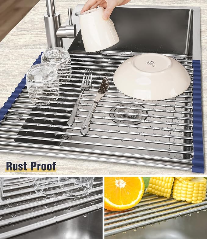 Tomorotec 17.7" x 15.5" Roll Up Dish Drying Rack Over Sink Drying Rack Sink - Image 2