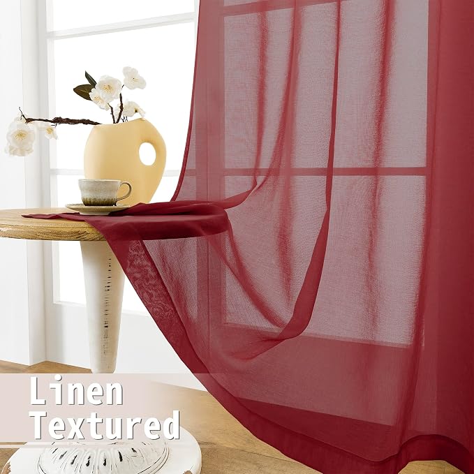Tollpiz Sheer Door Curtains Closet Linen Textured Curtains Sheer Doorway Light - Image 4