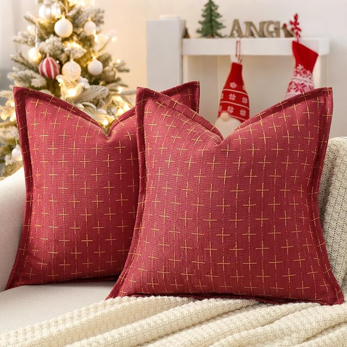 ZWJD Christmas Pillow Covers 12x20 Set of 2 Soft Polyester Textured Pillowcases by ZWJD
