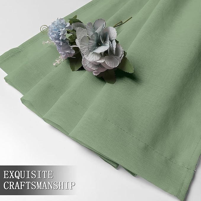 Tollpiz Short Sheer Curtains Linen Textured Living Room Curtain Sheers Light - Image 7