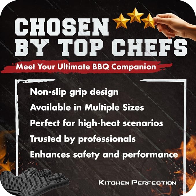 KITCHEN PERFECTION S Silicone Smoker Oven Gloves -Extreme Heat Resistant BBQ - Image 6