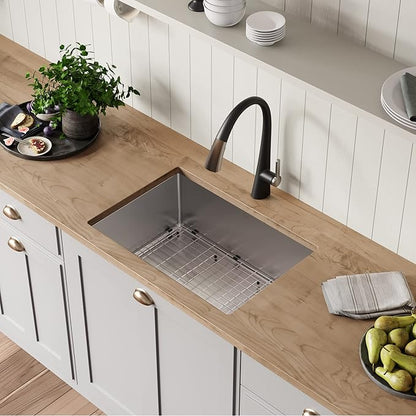 Kraus KHU111-25 Standart PRO 16 Gauge Undermount Single Bowl Stainless Steel Kitchen Sink, 25 Inch