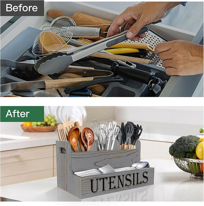 Suli Kitchen Utensils Holder, Wooden Utensil Organizer - Image 3