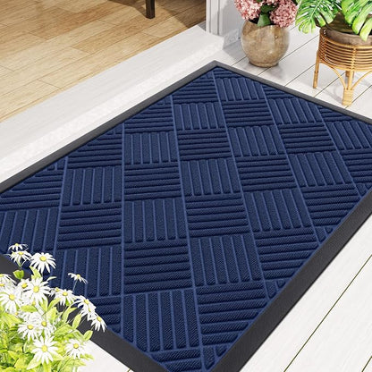 Smiry Front Door Mat Outside Entrance, Heavy Duty Outdoor Indoor Natural Rubber - Image 8