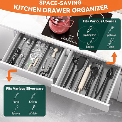 Bamboo Drawer Organizer, Extra Large Silverware Organizer - Image 3